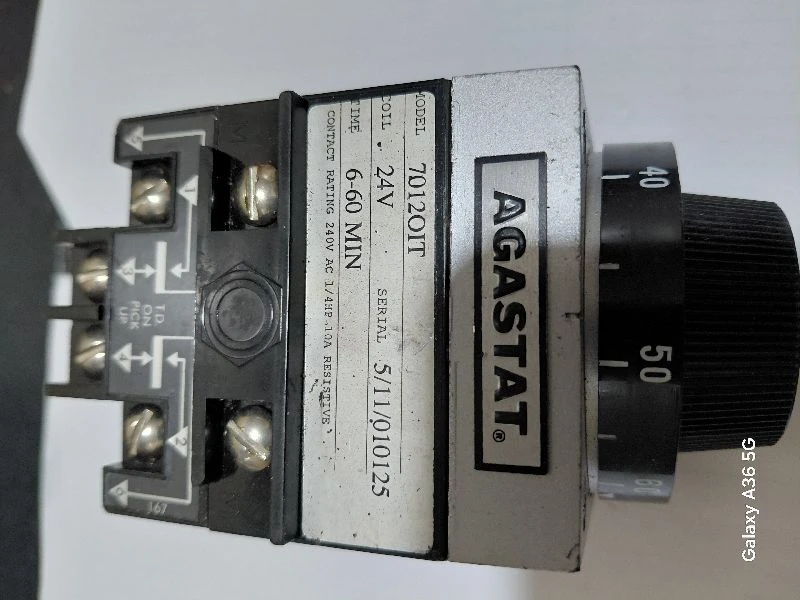 Agastat 70120I Time Delay Relay w/24VDC Coil, 6-60 Minutes,