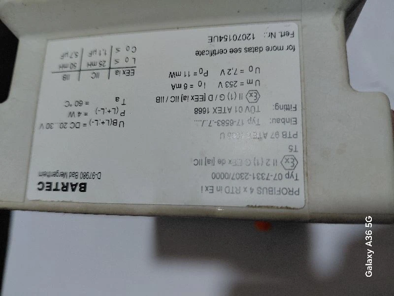 BARTEC 07-7331-23070000 PROFIBUS-Interface 4 x RTD in Ex i